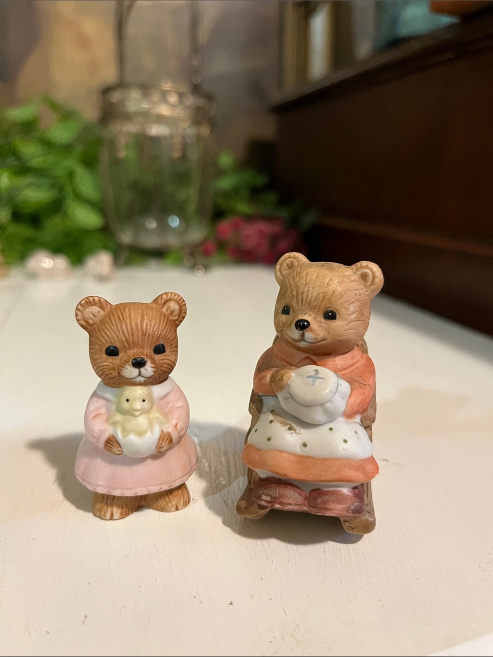 2 Mini Bears - Homco - Ceramic - NO CHIPS OR CRACKS - Vintage - Collectibles